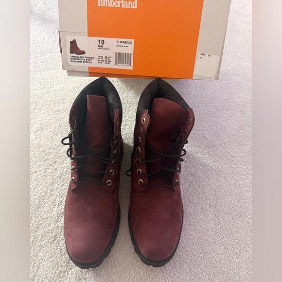 Timberland Men\'s Burgundy Nubuck Lace-Up Work Boots size 10 main image 4